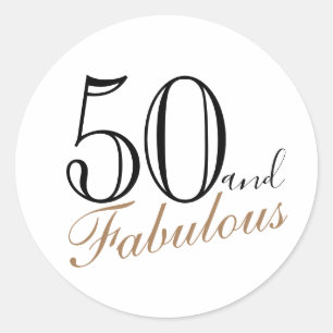 Sticker Rond 50 et fabuleux moderne Elegant Woman Anniversaire