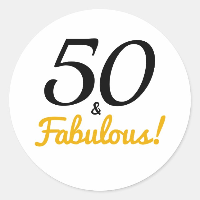 Sticker Rond 50 et fabuleux | Typographie 50e anniversaire (Devant)
