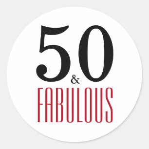 Sticker Rond 50 et fabuleux   Typographie 50e anniversaire