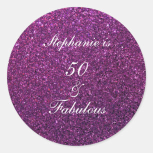 Sticker Rond 50 Et Fabulous Anniversaire Parties scintillant vi