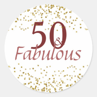 Sticker Rond 50 et Fabulous Bourgogne et Or