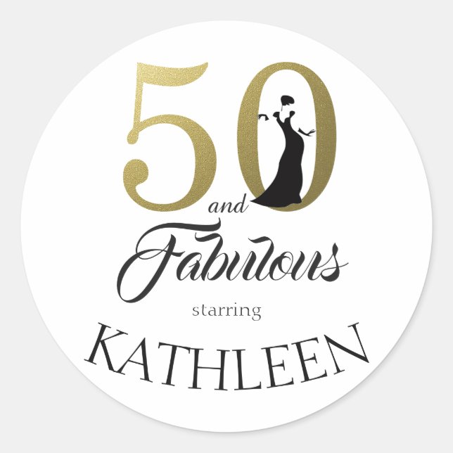 Sticker Rond 50 et Fabulous Gold Custom Name (Devant)