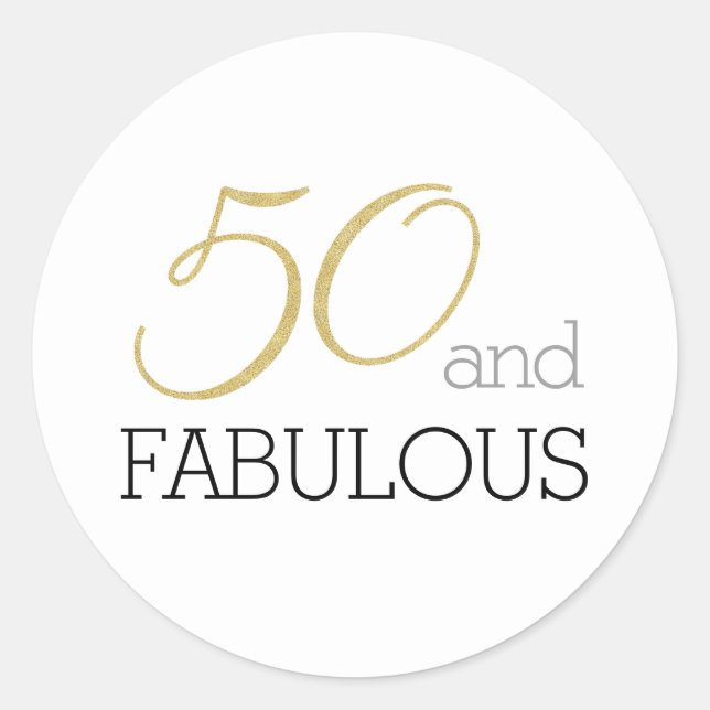 Sticker Rond 50 et Fabulous Gold et Black Typographie (Devant)