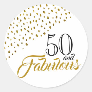 Sticker Rond 50 et Fabulous Gold Parties scintillant 50e annive