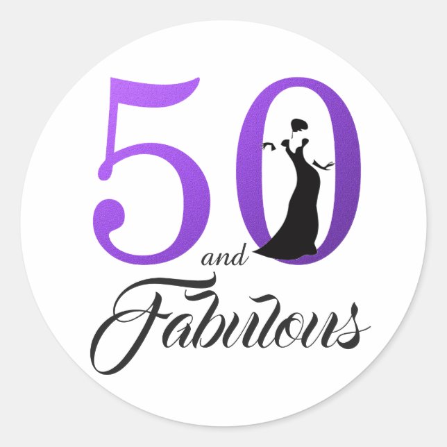 Sticker Rond 50 et Fabulous Purple | Typographie 50e anniversai (Devant)