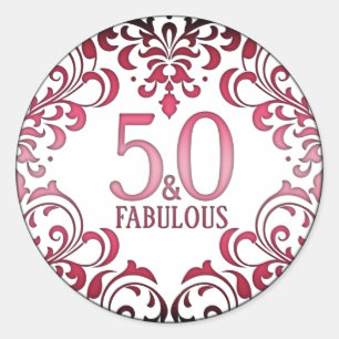 Sticker Rond 50 et Fabulous Rose Black 50e anniversaire