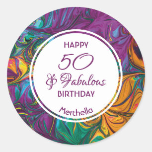 Sticker Rond 50 & Fabuleux Abstrait PURPLE personnalisé