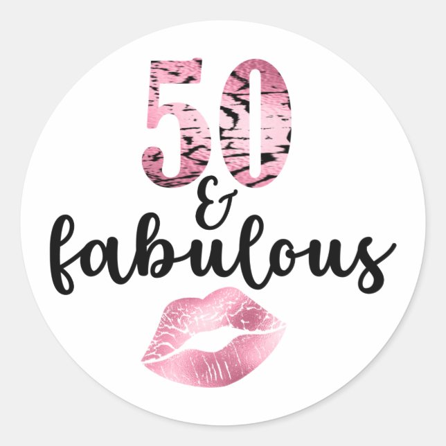 Sticker Rond 50 Fabuleux Anniversaire Fille Parkle Moderne (Devant)