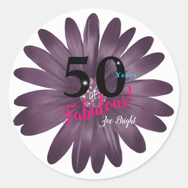 Sticker Rond 50 Fabuleux centre de parties scintillant margueri (Devant)