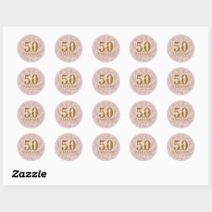 Sticker Rond 50 & fabuleux paillettes roses & typographie dorée