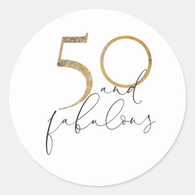 Sticker Rond 50 & Fabulous Black & White Gold 50e anniversaire (Devant)