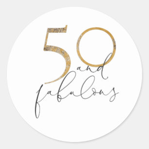 Sticker Rond 50 & Fabulous Black & White Gold 50e anniversaire