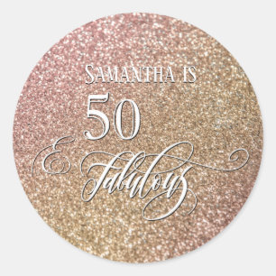 Sticker Rond 50 & Fabulous Calligraphy sur Ombre Parties scinti