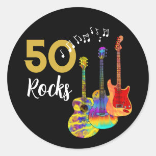Sticker Rond 50 Rocks 50e anniversaire fête