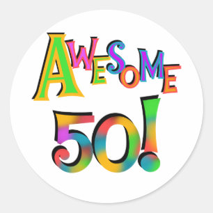 Sticker Rond 50 T-shirts et cadeaux impressionnants