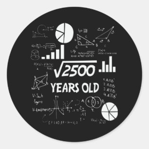 Sticker Rond 50 Years Old Bday Math Teacher 50th Birthday Gift