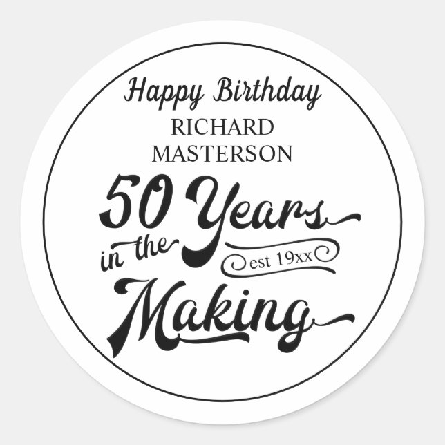 Sticker Rond 50e anniversaire 50 ANS DE CRÉATION Personnalisé (Devant)