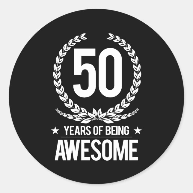 Sticker Rond 50e anniversaire (50 ans d'être génial) (Devant)