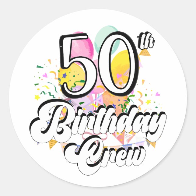 Sticker Rond 50e Anniversaire 50 Équipe de 50 Parties Classic R (Devant)