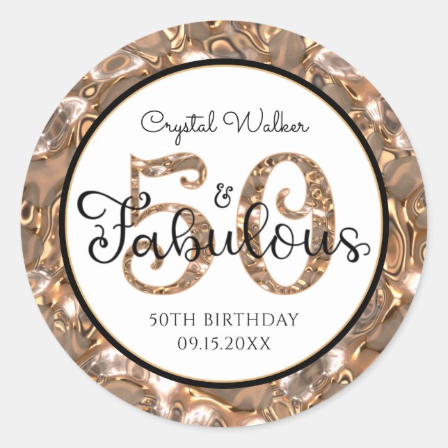 Sticker Rond 50e anniversaire 50 ET FABULEUX Elégant Personnali (Devant)