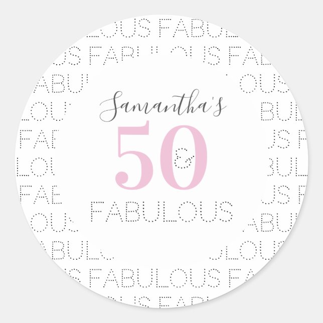 Sticker Rond 50e anniversaire 50 et fabuleux Modern Pink (Devant)