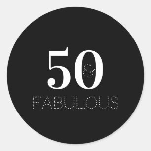 Sticker Rond 50e anniversaire 50 et fabuleux Noir Blanc
