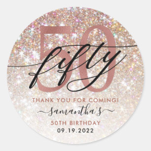 Sticker Rond 50e anniversaire Chic Parties scintillant Ombre Me