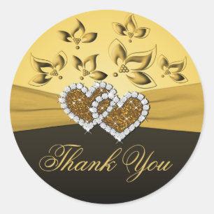 Sticker Rond 50e anniversaire Coeurs joints Merci 1,5"