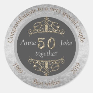 Sticker Rond 50e anniversaire de Mariage Cadeaux pour les coupl