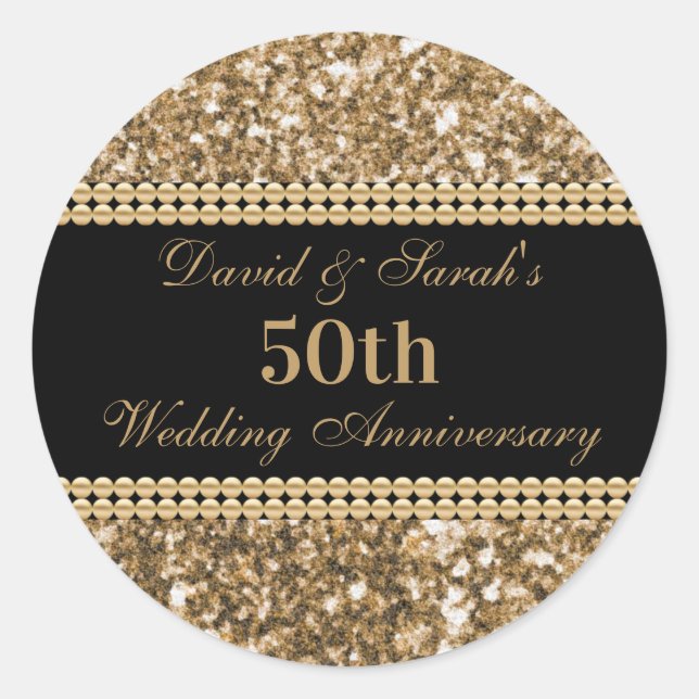 Sticker Rond 50e anniversaire de Mariage Célébration Parties sc (Devant)
