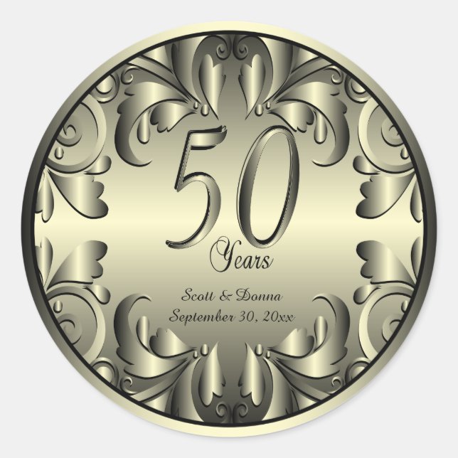 Sticker Rond 50e anniversaire de Mariage d'or (Devant)