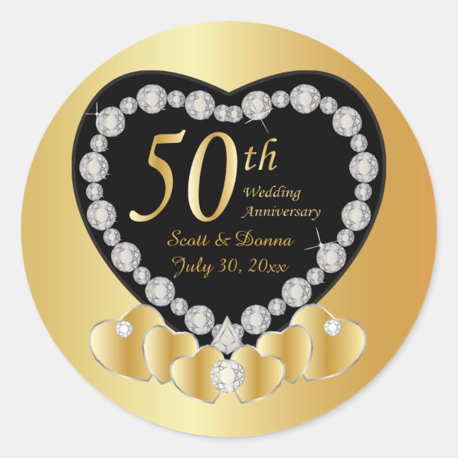 Sticker Rond 50e anniversaire de Mariage d'or (Devant)