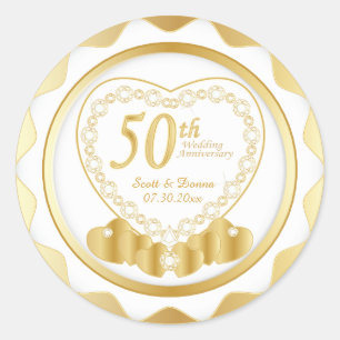 Sticker Rond 50e anniversaire de Mariage d'or   Texte do-it-you