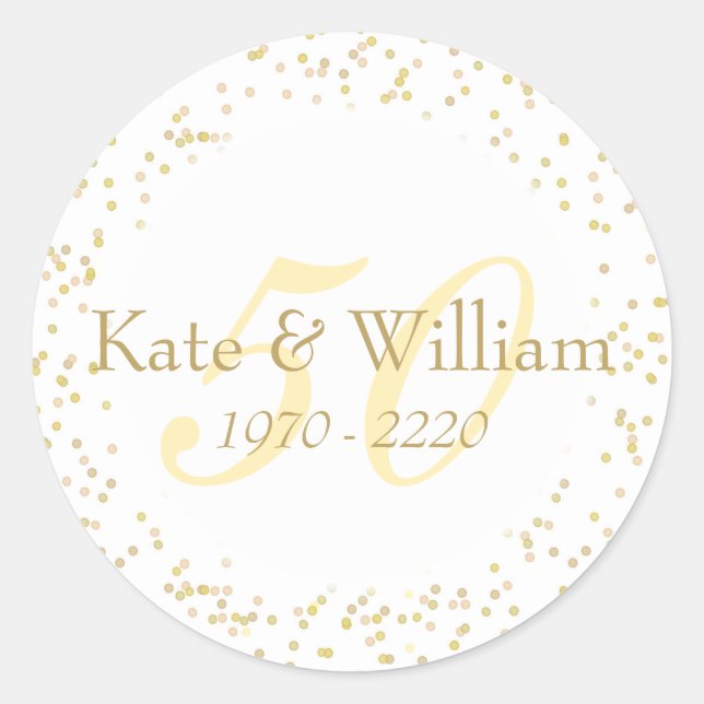 Sticker Rond 50e anniversaire de Mariage Gold Dust Confetti (Devant)