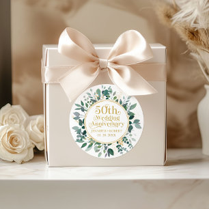 Sticker Rond 50e anniversaire de Mariage Typographie d'or Verdu