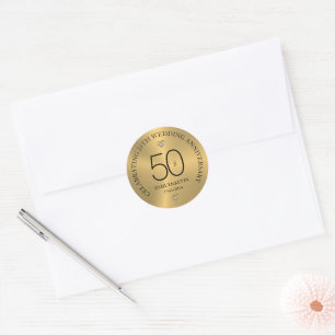 Sticker Rond 50e anniversaire du Mariage et design Gold