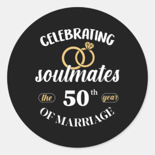 Sticker Rond 50E Anniversaire Du Mariage Mari 50