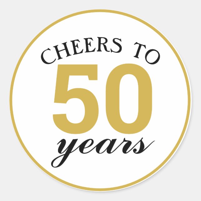 Sticker Rond 50e anniversaire encourage à 50 ans d'or (Devant)