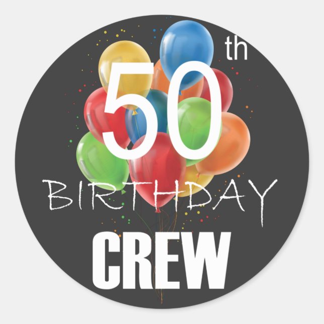 Sticker Rond 50e Anniversaire Équipe 50 Groupe d'équipage (Devant)