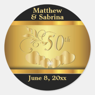 Sticker Rond 50e anniversaire noir et or