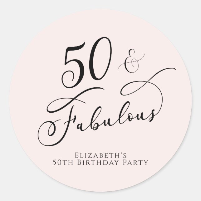 Sticker Rond 50e anniversaire rose (Devant)