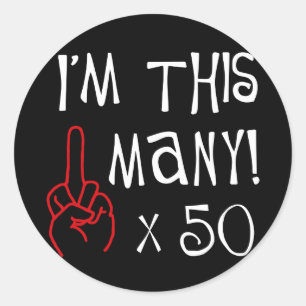 Sticker Rond 50e anniversaire Salute du doigt médian