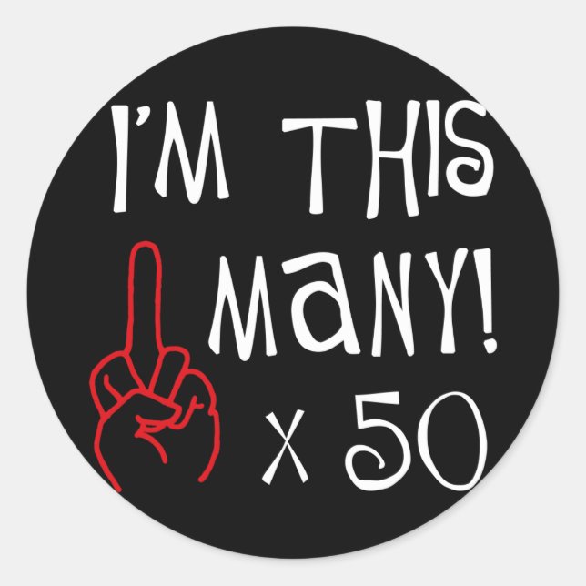 Sticker Rond 50e anniversaire Salute du doigt médian (Devant)