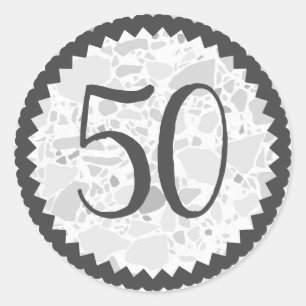 Sticker Rond 50e Anniversaire Terrazzo Texture - sur mesure