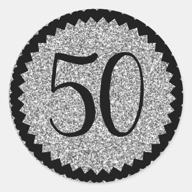 Sticker Rond 50e fête d'anniversaire Parties scintillant d'arge (Devant)
