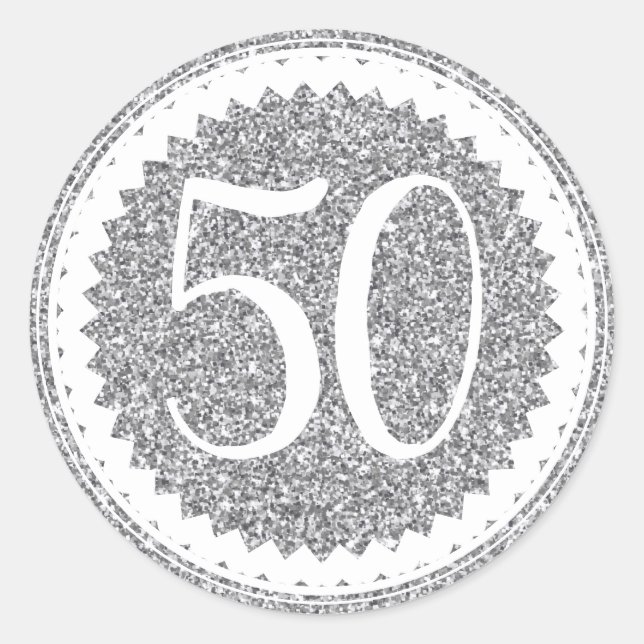 Sticker Rond 50e fête d'anniversaire Parties scintillant d'arge (Devant)