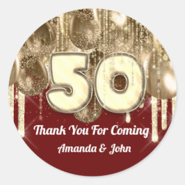 Sticker Rond 50e GOLD BALLONS Bourgogne Merci pour venir
