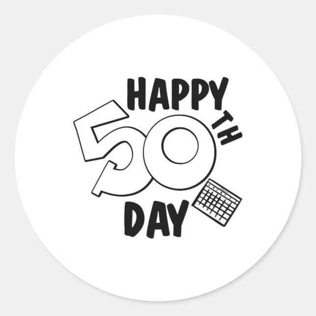 Sticker Rond 50e Jour D'École Pour Enseignant Ou Enfant Étudian (Devant)