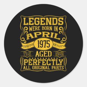 Sticker Rond 50ème Anniversaire Légendes Nées En Avril 1975