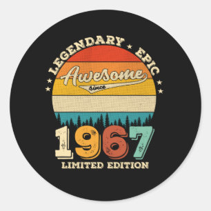 Sticker Rond 55 Ans Awesome depuis 1967 55e Anniversaire Cadeau